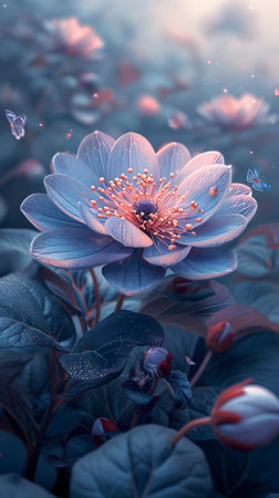 Beautiful flower in the garden. 3d rendering, 3d illustration.の素材