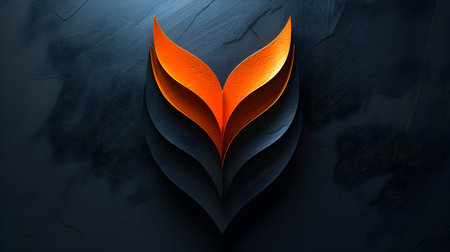 3d illustration of abstract geometric shapes in black and orange on dark backgroundの素材