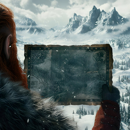 Hands of a man in a fur coat on the background of the mountains.の素材