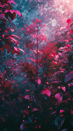 Beautiful red leaves with sunlight and bokeh in the gardenの素材