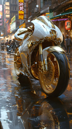 Motorcycle in Times Square, Manhattan, New York Cityの素材