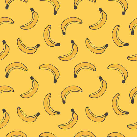 Colorful hand drawn, doodle banana seamless pattern background.のイラスト素材