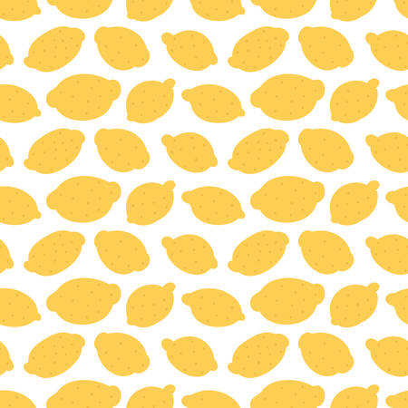Cartoon doodle yellow lemons seamless pattern background.のイラスト素材