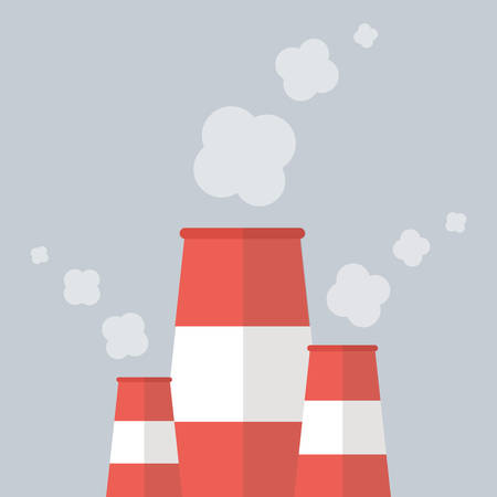 Air pollution flat design illustration. Smoking factory concept illustration.のイラスト素材