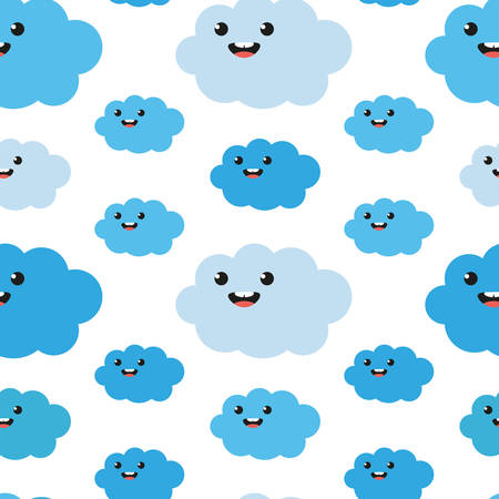 Funny cartoon cloud seamless pattern background.のイラスト素材
