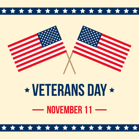 Veterans Day card with american flag template, background.のイラスト素材