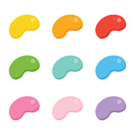 Set, collection of cute colorful jelly beans candies isolated on white background.のイラスト素材