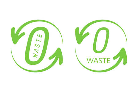 Set, collection of zero waste trendy green logos, signs, symbols, design elements for web and print.のイラスト素材