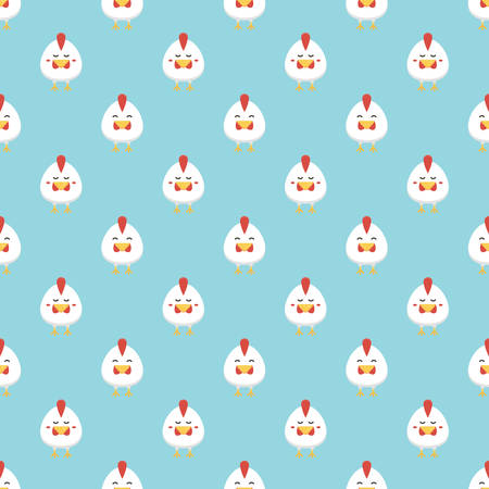 Cute flat design cartoon chicken, rooster seamless pattern background. Symbol of the year 2017.のイラスト素材