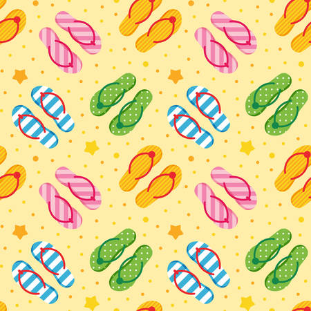 Colorful flip flops on a sandy beach.のイラスト素材