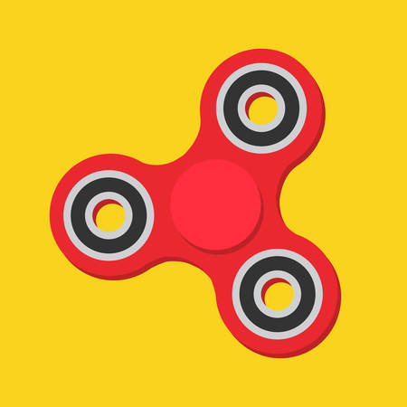 Red hand spinner icon, trendy stress-relieving spinning toy.のイラスト素材
