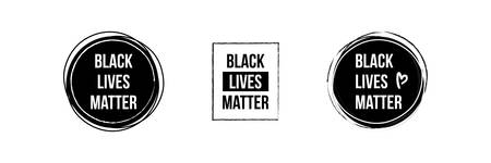 Black lives matter icons, banners, labels, design elements set, collection.のイラスト素材