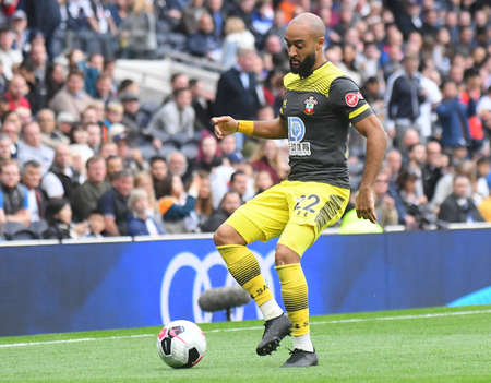 LONDON, ENGLAND - SEPTEMBER 28, 2019: Nathan Redmond of Southampton pictured during the 2019/20 Premier League game between Tottenham Hotspur FC and Southamtpon FC at Tottenham Hotspur Stadium.のeditorial素材