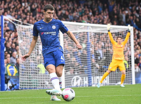 LONDON, ENGLAND - SEPTEMBER 22, 2019: Andreas Christensen of Chelsea pictured during the 2019/20 Premier League game between Chelsea FC and Liverpool FC at Stamford Bridge.のeditorial素材