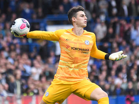 LONDON, ENGLAND - SEPTEMBER 22, 2019: Kepa Arrizabalaga of Chelsea pictured during the 2019/20 Premier League game between Chelsea FC and Liverpool FC at Stamford Bridge.のeditorial素材