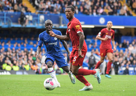 LONDON, ENGLAND - SEPTEMBER 22, 2019: Georginio Wijnaldum of Liverpool pictured during the 2019/20 Premier League game between Chelsea FC and Liverpool FC at Stamford Bridge.のeditorial素材