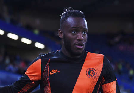 LONDON, ENGLAND - SEPTEMBER 17, 2019: Michy Batshuayi-Atunga of Chelsea pictured ahead of the 2019/20 UEFA Champions League Group H game between Chelsea FC (England) and Valencia CF (Spain) at Stamford Bridge.のeditorial素材