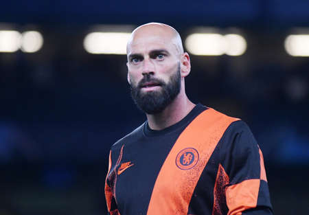 LONDON, ENGLAND - SEPTEMBER 17, 2019: Willy Caballero of Chelsea pictured ahead of the 2019/20 UEFA Champions League Group H game between Chelsea FC (England) and Valencia CF (Spain) at Stamford Bridge.のeditorial素材