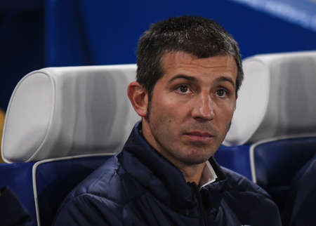 LONDON, ENGLAND - SEPTEMBER 17, 2019: Valencia head coach Albert Celades pictured ahead of the 2019/20 UEFA Champions League Group H game between Chelsea FC (England) and Valencia CF (Spain) at Stamford Bridge.のeditorial素材