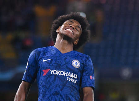 LONDON, ENGLAND - SEPTEMBER 17, 2019: Willian Borges da Silva of Chelsea pictured during the 2019/20 UEFA Champions League Group H game between Chelsea FC (England) and Valencia CF (Spain) at Stamford Bridge.のeditorial素材