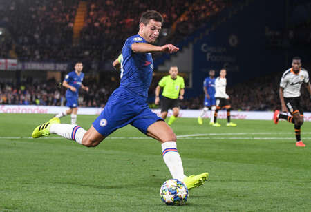 LONDON, ENGLAND - SEPTEMBER 17, 2019: Cesar Azpilicueta of Chelsea pictured during the 2019/20 UEFA Champions League Group H game between Chelsea FC (England) and Valencia CF (Spain) at Stamford Bridge.のeditorial素材