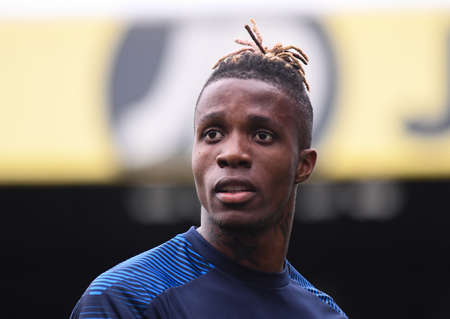 LONDON, ENGLAND - AUGUST 31, 2019: Wilfried Zaha of Palace pictured ahead of  the 2019/20 Premier League game between Crystal Palace FC and Aston Villa FC at Selhurst Park.のeditorial素材