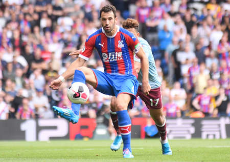 LONDON, ENGLAND - AUGUST 31, 2019: Luka Milivojevic of Palace pictured during the 2019/20 Premier League game between Crystal Palace FC and Aston Villa FC at Selhurst Park.のeditorial素材
