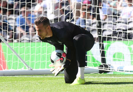 LONDON, ENGLAND - AUGUST 25, 2019: Martin Dubravka of Newcastle pictured ahead of the 2019/20 Premier League game between Tottenham Hotspur FC and Newcastle United FC at Tottenham Hotspur Stadium.のeditorial素材