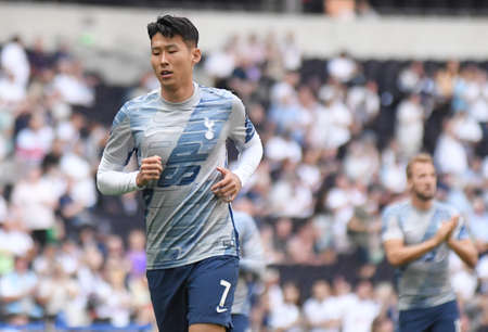 LONDON, ENGLAND - AUGUST 25, 2019: Heung-Min Son of Tottenham pictured ahead of the 2019/20 Premier League game between Tottenham Hotspur FC and Newcastle United FC at Tottenham Hotspur Stadium.のeditorial素材