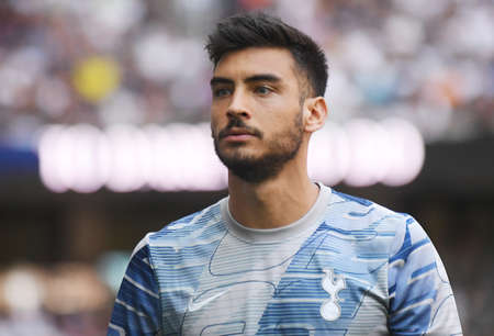 LONDON, ENGLAND - AUGUST 25, 2019: Paulo Gazzaniga of Tottenham pictured ahead of the 2019/20 Premier League game between Tottenham Hotspur FC and Newcastle United FC at Tottenham Hotspur Stadium.のeditorial素材
