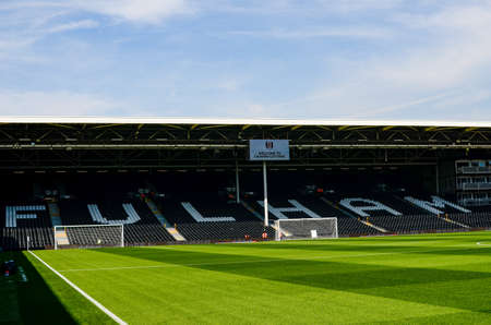 LONDON, ENGLAND - AUGUST 24, 2019: General view of the venue ahead of the 2019/20 EFL SkyBet Championship game between Fulham FC and Nottingham Forest FC at Craven Cottage.のeditorial素材