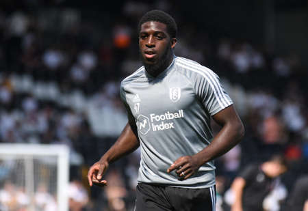 LONDON, ENGLAND - AUGUST 24, 2019: Aboubakar Kamara of Fulham pictured during the 2019/20 EFL SkyBet Championship game between Fulham FC and Nottingham Forest FC at Craven Cottage.のeditorial素材