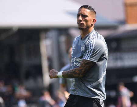 LONDON, ENGLAND - AUGUST 24, 2019: Anthony Knockaert of Fulham pictured during the 2019/20 EFL SkyBet Championship game between Fulham FC and Nottingham Forest FC at Craven Cottage.のeditorial素材