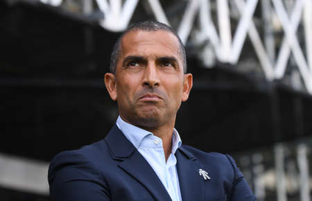 LONDON, ENGLAND - AUGUST 24, 2019: Forest manager Sabri Lamouchi pictured during the 2019/20 EFL SkyBet Championship game between Fulham FC and Nottingham Forest FC at Craven Cottage.のeditorial素材