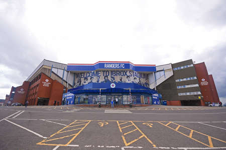 GLASGOW, SCOTLAND - JULY 18, 2019: Outside view of the venue prior to the 2nd leg of the 2019/20 UEFA Europa League First Qualifying Round game between Rangers FC (Scotland) and St Joseph's FC (Gibraltar) at Ibrox Park.のeditorial素材