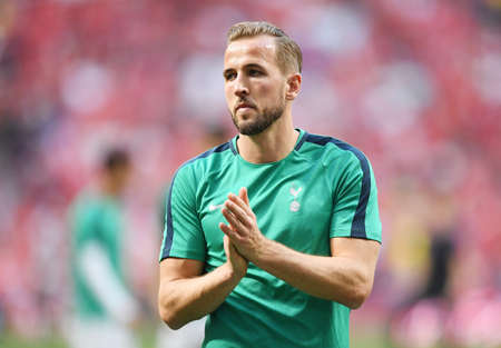MADRID, SPAIN - JUNE 1, 2019: Harry Kane of Tottenham pictured prior to the 2018/19 UEFA Champions League Final between Tottenham Hotspur (England) and Liverpool FC (England) at Wanda Metropolitano.のeditorial素材