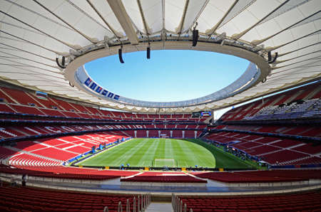 MADRID, SPAIN - MAY 31, 2019: General view of the venue pictured one day before the 2018/19 UEFA Champions League Final between Tottenham Hotspur (England) and Liverpool FC (England) at Wanda Metropolitano.のeditorial素材