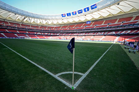MADRID, SPAIN - MAY 31, 2019: General view of the venue pictured one day before the 2018/19 UEFA Champions League Final between Tottenham Hotspur (England) and Liverpool FC (England) at Wanda Metropolitano.のeditorial素材