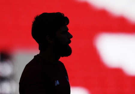 MADRID, SPAIN - MAY 31, 2019: Alisson Becker of Liverpool pictured during a training session held one day before the 2018/19 UEFA Champions League Final between Tottenham Hotspur (England) and Liverpool FC (England) at Wanda Metropolitano.のeditorial素材