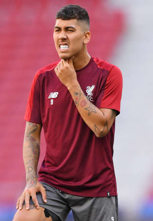 MADRID, SPAIN - MAY 31, 2019: Roberto Firmino of Liverpool pictured during a training session held...