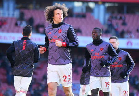 LONDON, ENGLAND - JANUARY 18, 2020: David Luiz of Arsenal pictured ahead of the 2019/20 Premier League game between Arsenal FC and Sheffield United FC at Emirates Stadium.のeditorial素材