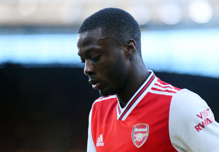 LONDON, ENGLAND - JANUARY 18, 2020: Nicolas Pepe of Arsenal pictured during the 2019/20 Premier League game between Arsenal FC and Sheffield United FC at Emirates Stadium.のeditorial素材