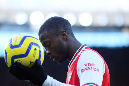 LONDON, ENGLAND - JANUARY 18, 2020: Nicolas Pepe of Arsenal pictured during the 2019/20 Premier League game between Arsenal FC and Sheffield United FC at Emirates Stadium.のeditorial素材