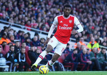 LONDON, ENGLAND - JANUARY 18, 2020: Ainsley Maitland-Niles of Arsenal pictured during the 2019/20 Premier League game between Arsenal FC and Sheffield United FC at Emirates Stadium.のeditorial素材