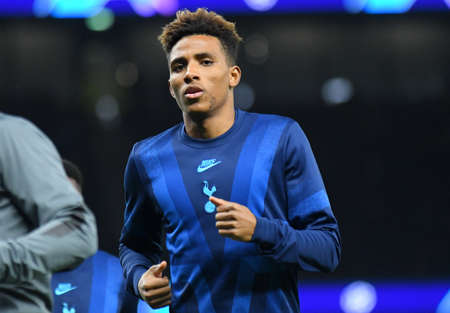 LONDON, ENGLAND - FEBRUARY 19, 2020: Gedson Fernandes of Tottenham pictured ahead of the first leg of the 2019/20 UEFA Champions League Round of 16 game between Tottenham Hotspur FC and RB Leipzig at Tottenham Hotspur Stadium.のeditorial素材