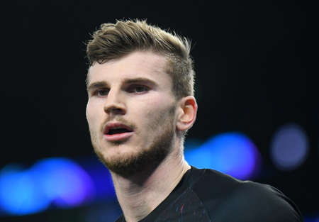 LONDON, ENGLAND - FEBRUARY 19, 2020: Timo Werner of Leipzig pictured during the first leg of the 2019/20 UEFA Champions League Round of 16 game between Tottenham Hotspur FC and RB Leipzig at Tottenham Hotspur Stadium.のeditorial素材