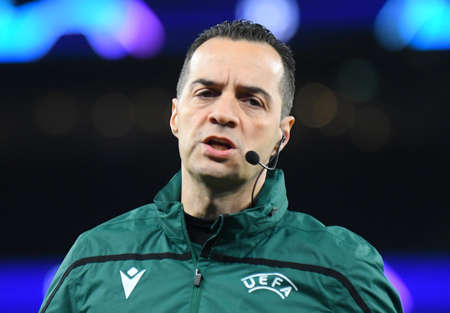 LONDON, ENGLAND - FEBRUARY 19, 2020: Turkish FIFA assistant referee Bahattin Duran pictured ahead of the first leg of the 2019/20 UEFA Champions League Round of 16 game between Tottenham Hotspur FC and RB Leipzig at Tottenham Hotspur Stadium.のeditorial素材