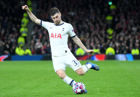 LONDON, ENGLAND - FEBRUARY 19, 2020: Ben Davies of Tottenham pictured during the first leg of the 2019/20 UEFA Champions League Round of 16 game between Tottenham Hotspur FC and RB Leipzig at Tottenham Hotspur Stadium.のeditorial素材