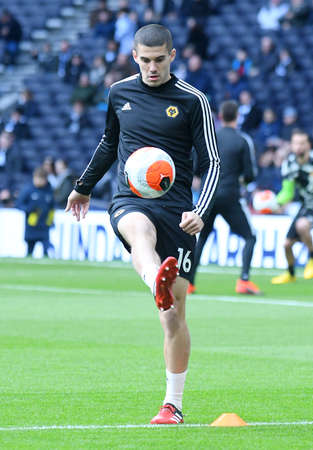 LONDON, ENGLAND - MArch 1, 2020: Conor Coady of Wolverhampton pictured during the 2020/21 Premier League game between Tottenham Hotspur FC and Wolverhampton FC at Tottenham Hotspur Stadium.のeditorial素材