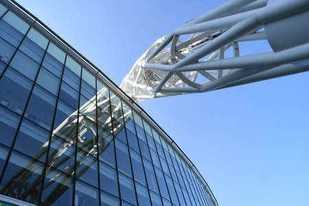 MANCHESTER, ENGLAND - SEPTEMBER 14, 2016: Detail of the Wembley Stadium Arch pictured prior to the UEFA Champions League Group E game between Tottenham Hotspur and AS Monaco at Wembley Stadium. Copyright: Cosmin Iftode/Picstaffのeditorial素材